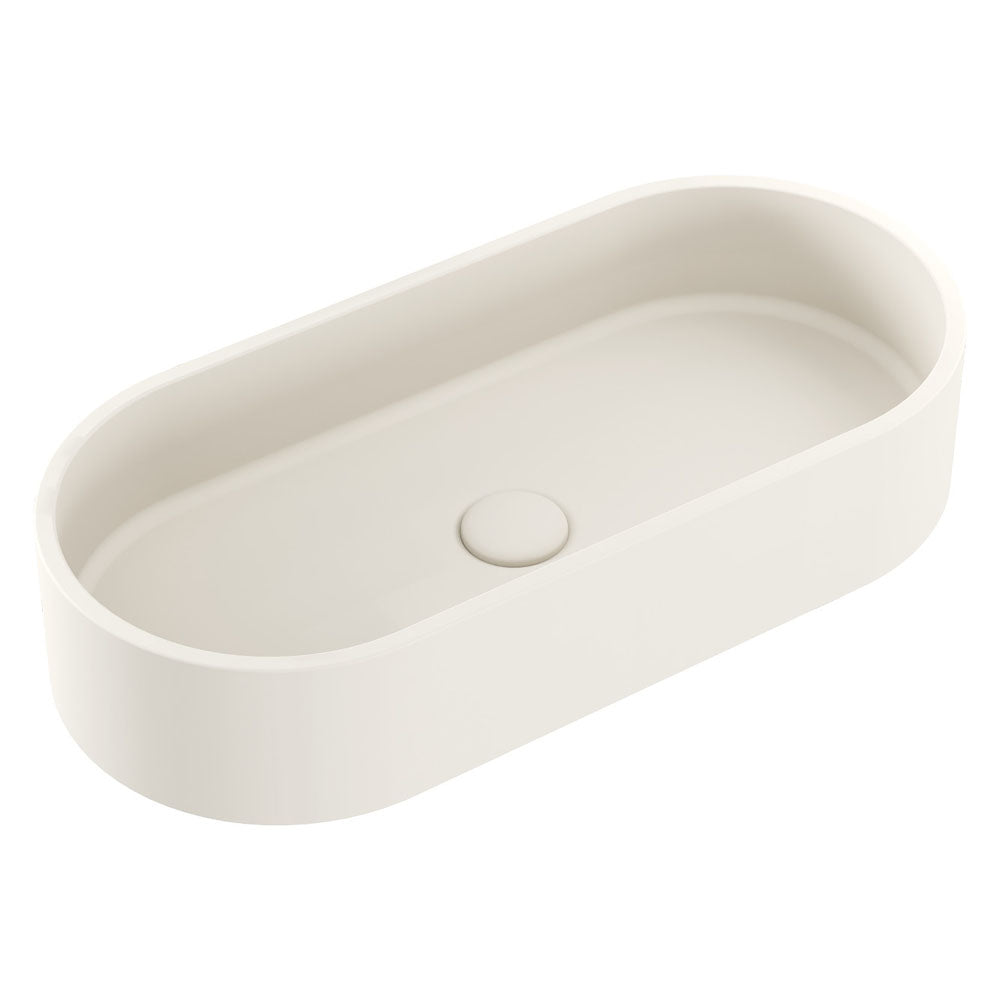 Fienza Jada Concrete Pill Basin Above Counter 600 x 280 x 120mm Warm, White