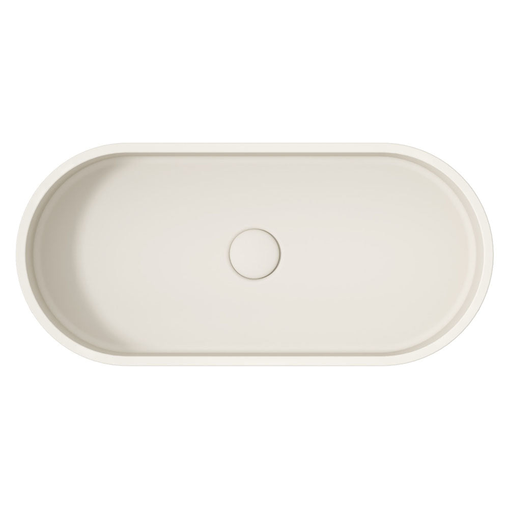 Fienza Jada Concrete Pill Basin Above Counter 600 x 280 x 120mm Warm, White