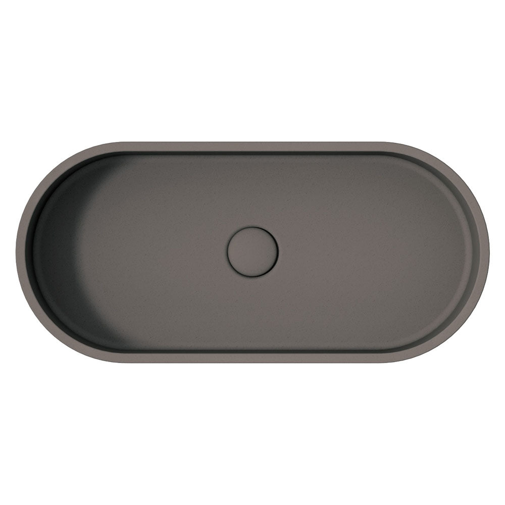 Fienza Jada Concrete Pill Basin Above Counter 600 x 280 x 120mm, Warm Grey