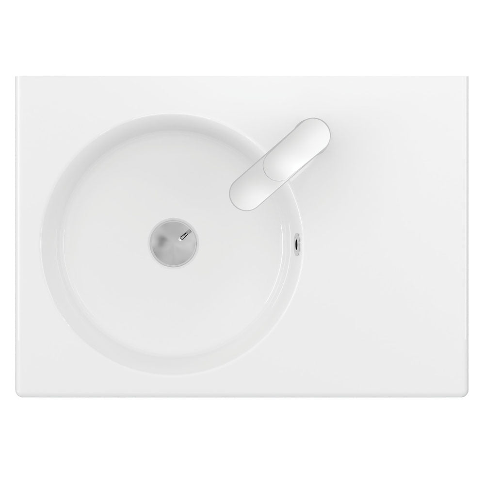 Fienza Reba Ceramic Wall Hung Basin Left Hand Bowl with Overflow 1TH 600 x 425 x 168mm, Gloss White