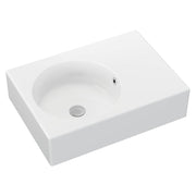 Fienza Reba Ceramic Wall Hung Basin Left Hand Bowl with Overflow NTH 600 x 425 x 168mm, Gloss White