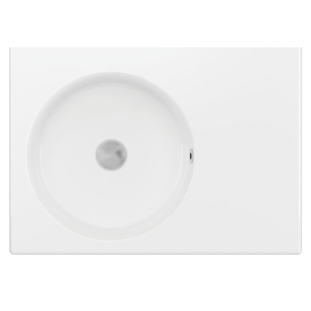 Fienza Reba Ceramic Wall Hung Basin Left Hand Bowl with Overflow NTH 600 x 425 x 168mm, Gloss White