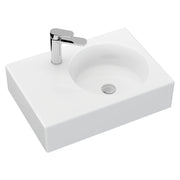 Fienza Reba Ceramic Wall Hung Basin Right Hand Bowl with Overflow 1TH 600 x 425 x 168mm, Gloss White