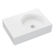 Fienza Reba Ceramic Wall Hung Basin Right Hand Bowl with Overflow NTH 600 x 425 x 168mm, Gloss White