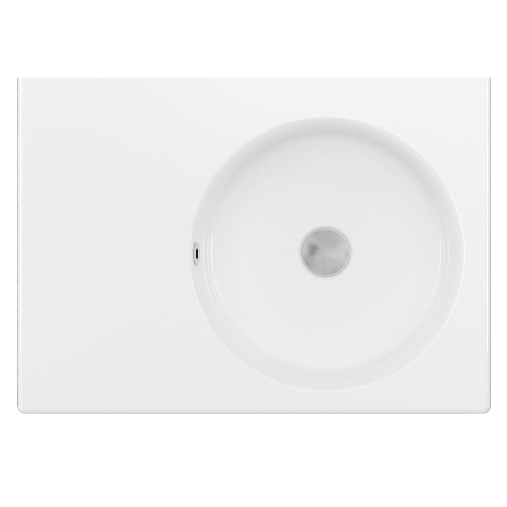 Fienza Reba Ceramic Wall Hung Basin Right Hand Bowl with Overflow NTH 600 x 425 x 168mm, Gloss White