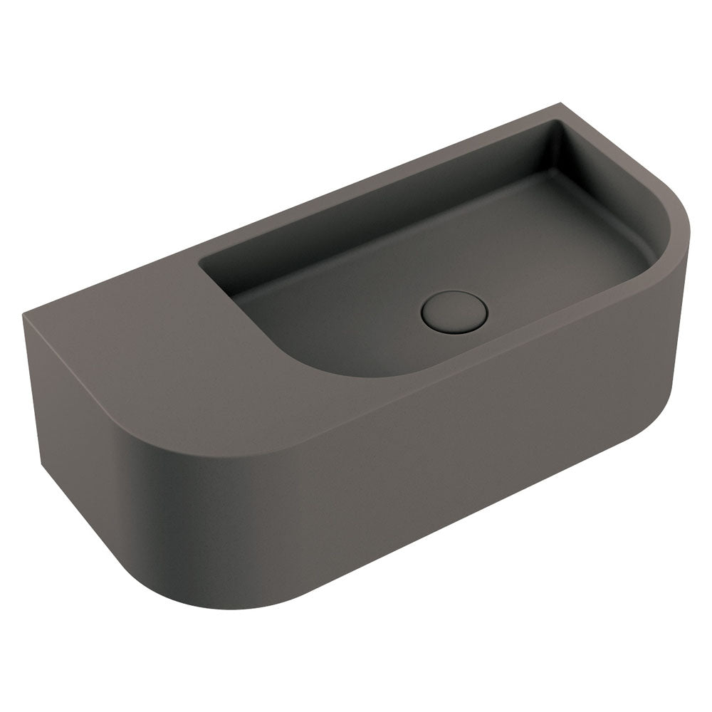 Fienza Blanca Concrete Wall Hung Basin RH Bowl 650 x 300 x 200mm, Warm Grey