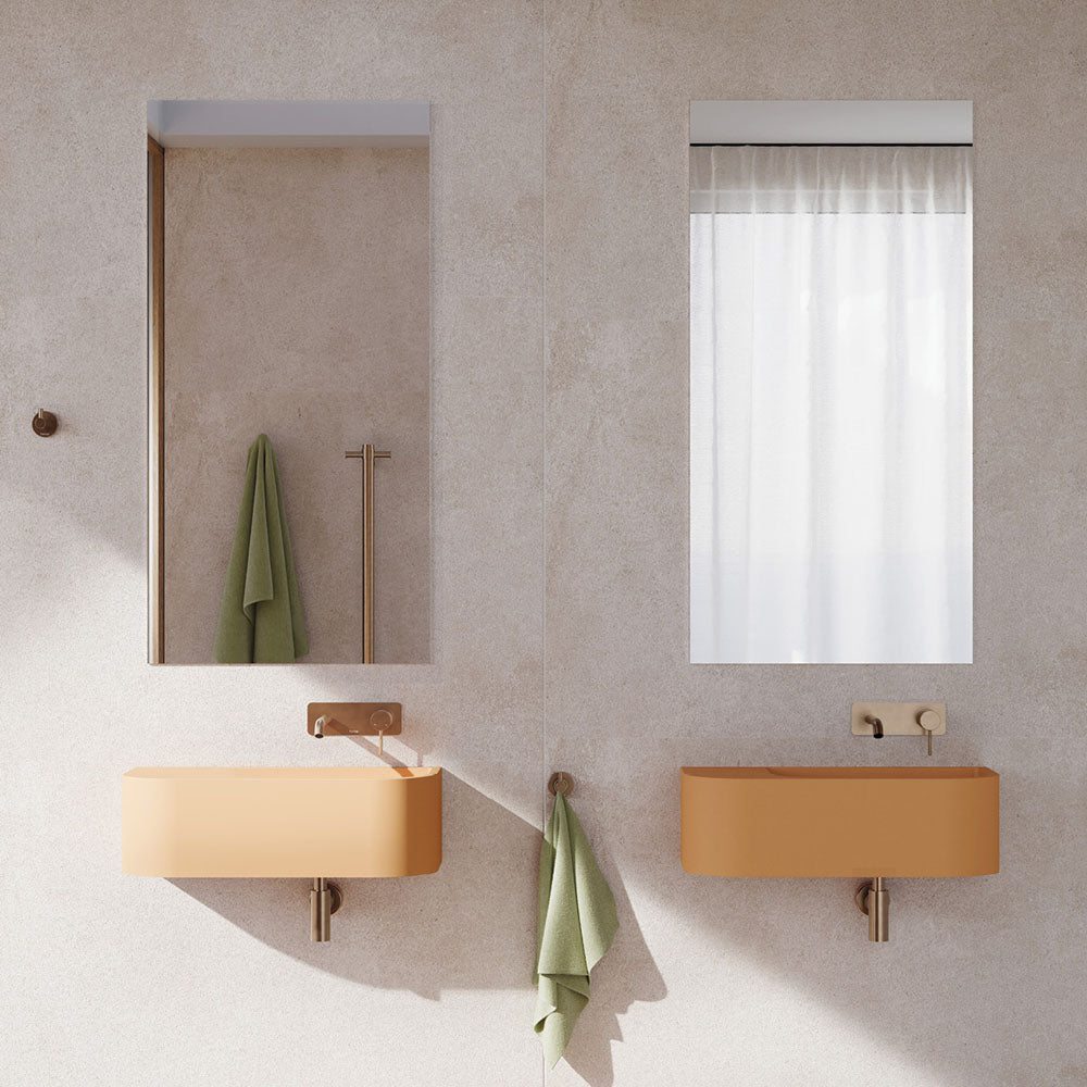 Fienza Blanca Concrete Wall Hung Basin RH Bowl 650 x 300 x 200mm Tuscan, Gloss White