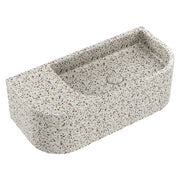 Fienza Blanca Concrete Wall Hung Basin RH Bowl 650 x 300 x 200mm Terrazzo, Gloss White
