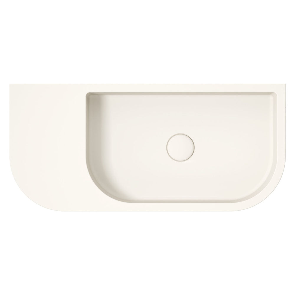Fienza Blanca Concrete Wall Hung Basin RH Bowl 650 x 300 x 200mm Warm, White