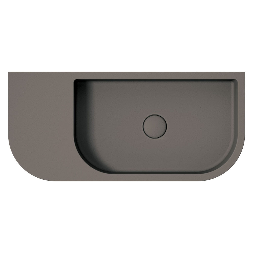 Fienza Blanca Concrete Wall Hung Basin RH Bowl 650 x 300 x 200mm, Warm Grey