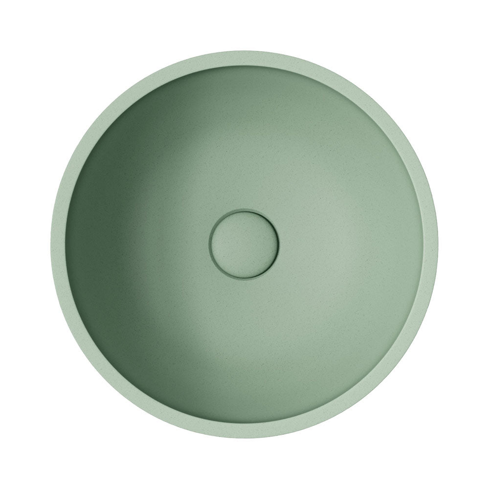 Fienza Alba Concrete Round Bowl Basin 362 x 145mm Sage, Gloss White