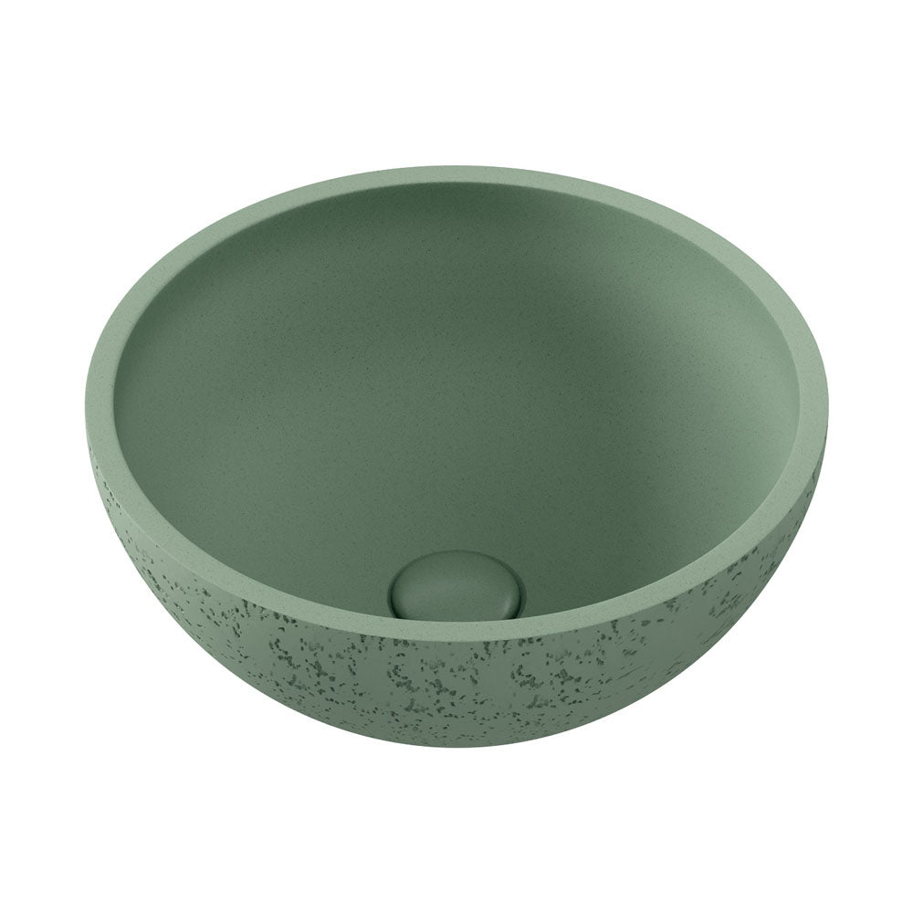 Fienza Alba Concrete Round Bowl Basin 362 x 145mm Sage, Gloss White