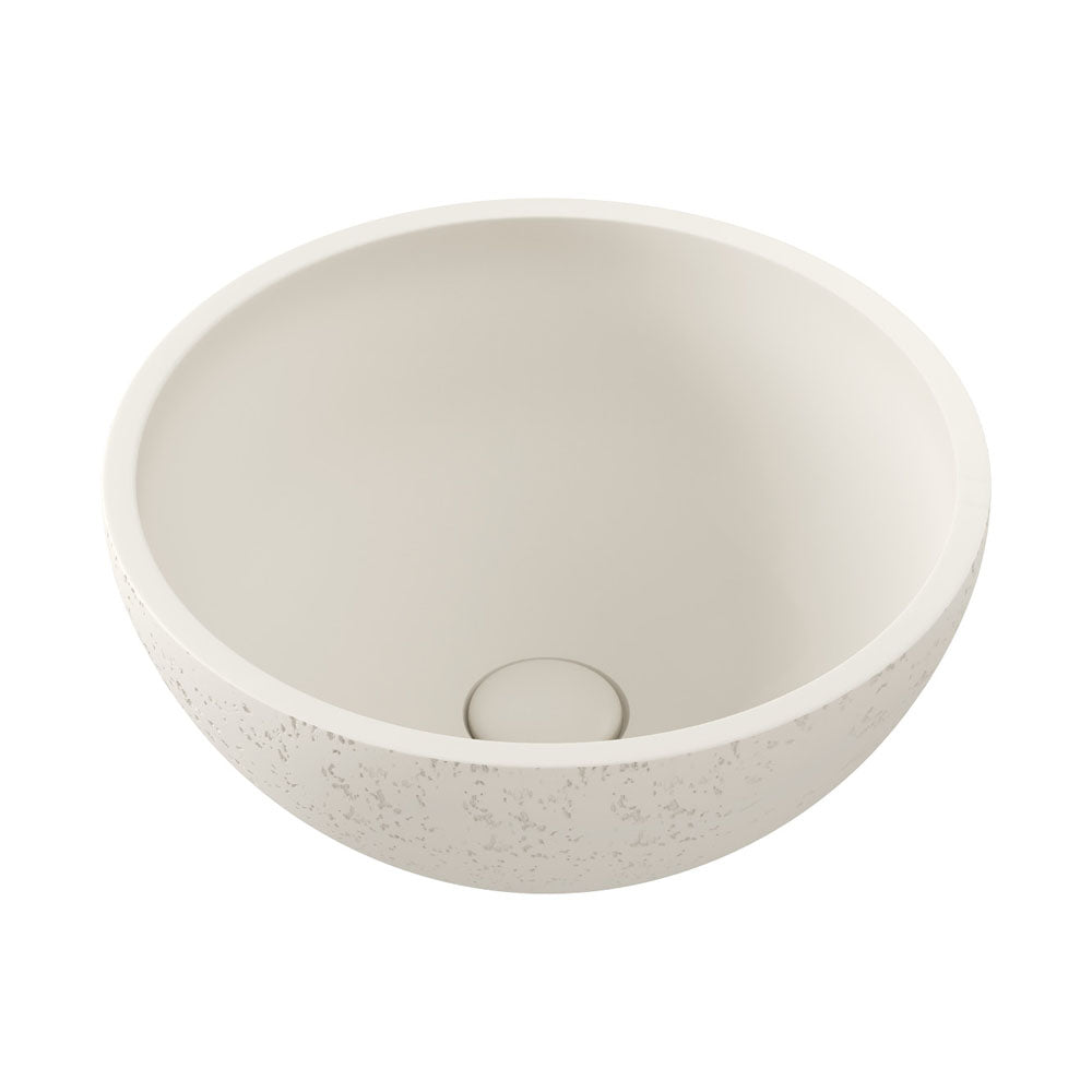 Fienza Alba Concrete Round Bowl Basin 362 x 145mm Warm, White