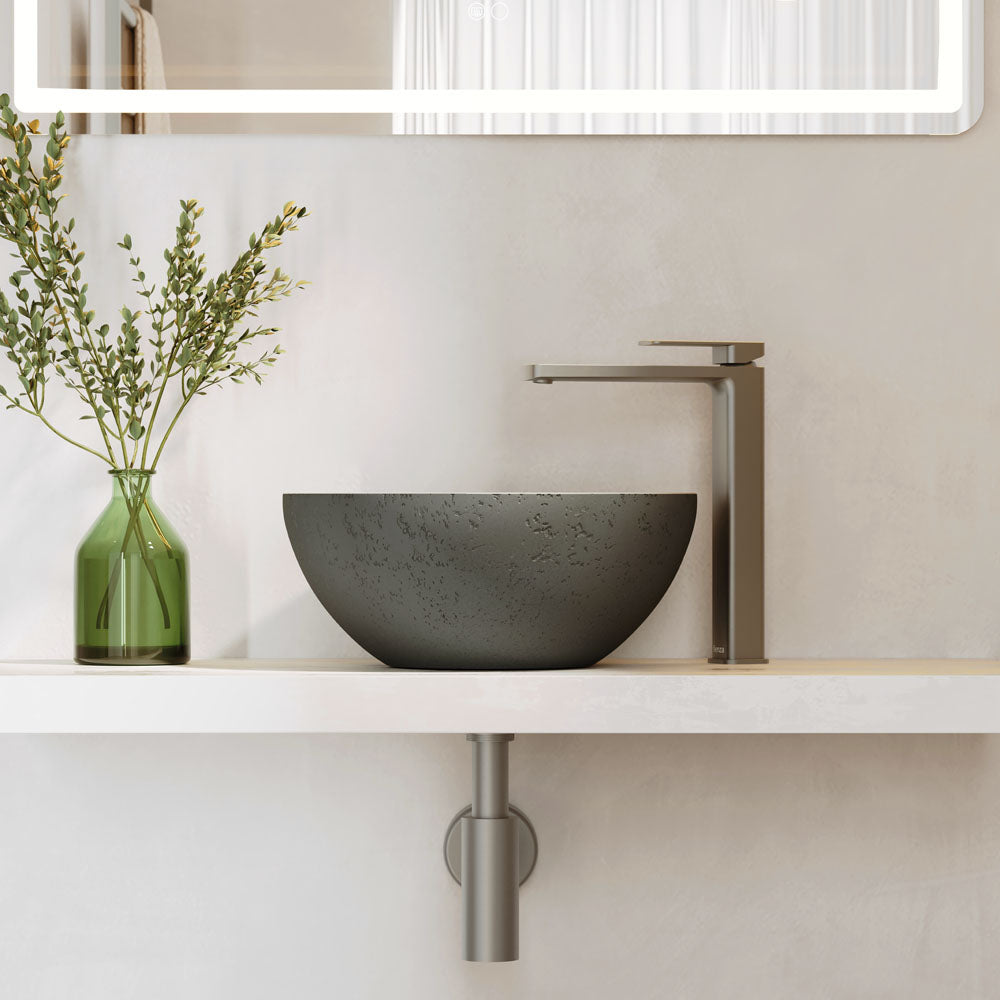 Fienza Alba Concrete Round Bowl Basin 362 x 145mm, Warm Grey