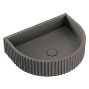 Fienza Valentina Concrete Fluted Arch Wall Basin 465 x 360 x 119mm, Warm Grey