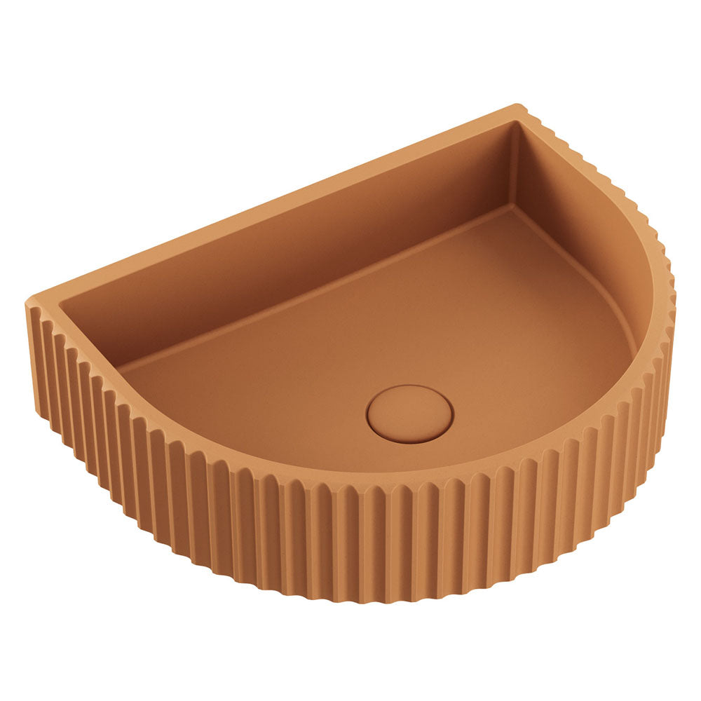 Fienza Valentina Concrete Fluted Arch Wall Basin 465 x 360 x 119mm Tuscan, Gloss White