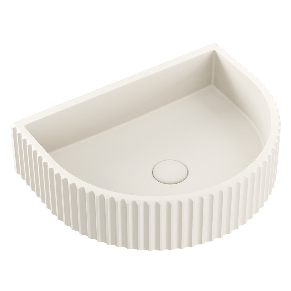 Fienza Valentina Concrete Fluted Arch Wall Basin 465 x 360 x 119mm Warm, White
