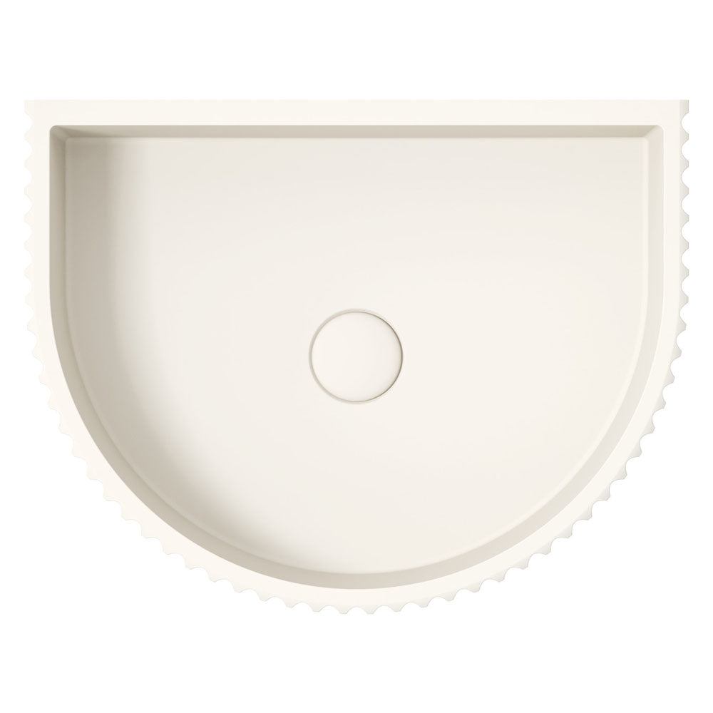 Fienza Valentina Concrete Fluted Arch Wall Basin 465 x 360 x 119mm Warm, White