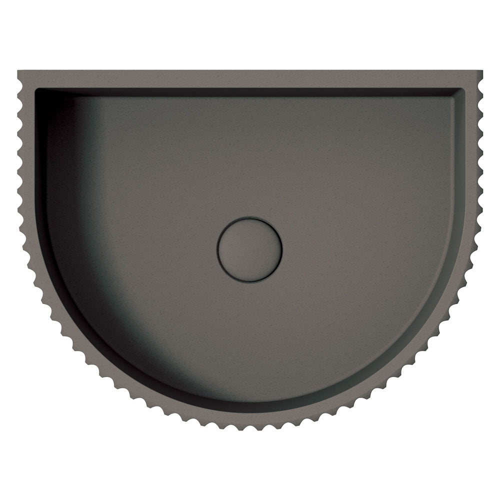 Fienza Valentina Concrete Fluted Arch Wall Basin 465 x 360 x 119mm, Warm Grey