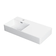 Fienza Petra 800 Wall Hung Left Hand Bowl Ceramic 800 x 420 x 120mm, White