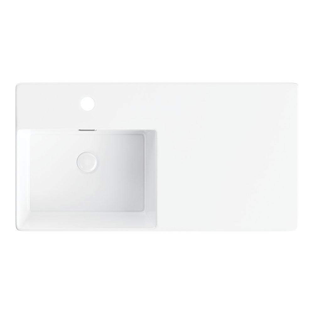 Fienza Petra 800 Wall Hung Left Hand Bowl Ceramic 800 x 420 x 120mm, White