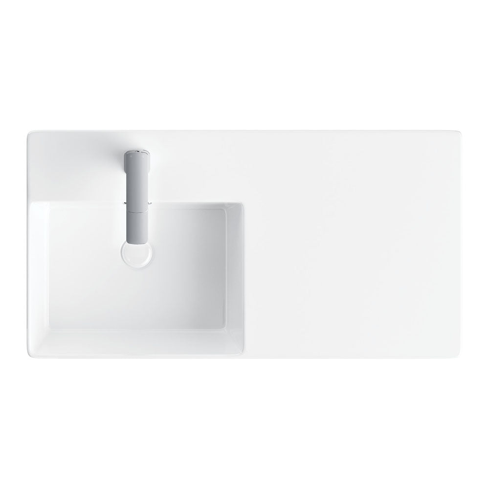 Fienza Petra 800 Wall Hung Left Hand Bowl Ceramic 800 x 420 x 120mm, White