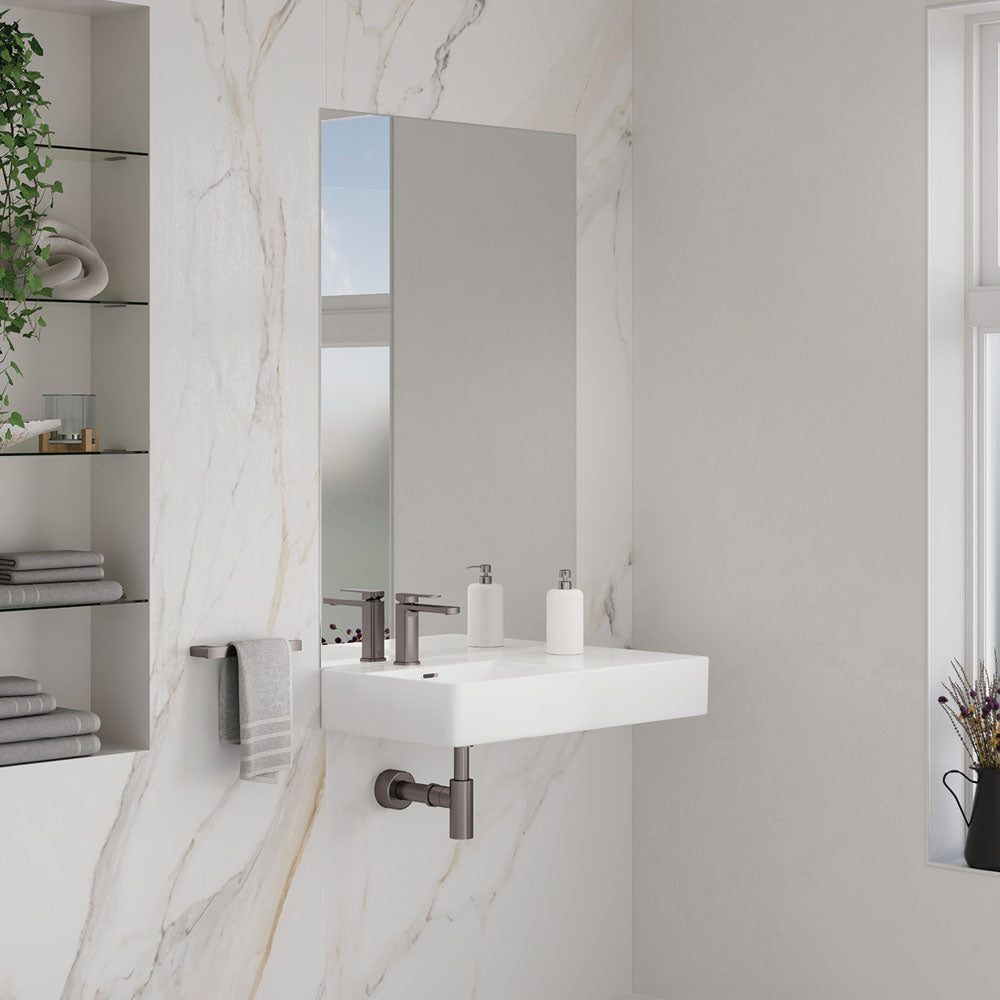 Fienza Petra 800 Wall Hung Left Hand Bowl Ceramic 800 x 420 x 120mm, White