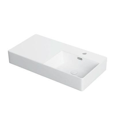 Fienza Petra 800 Wall Hung Right Hand Bowl Ceramic 800 x 420 x 120mm, White