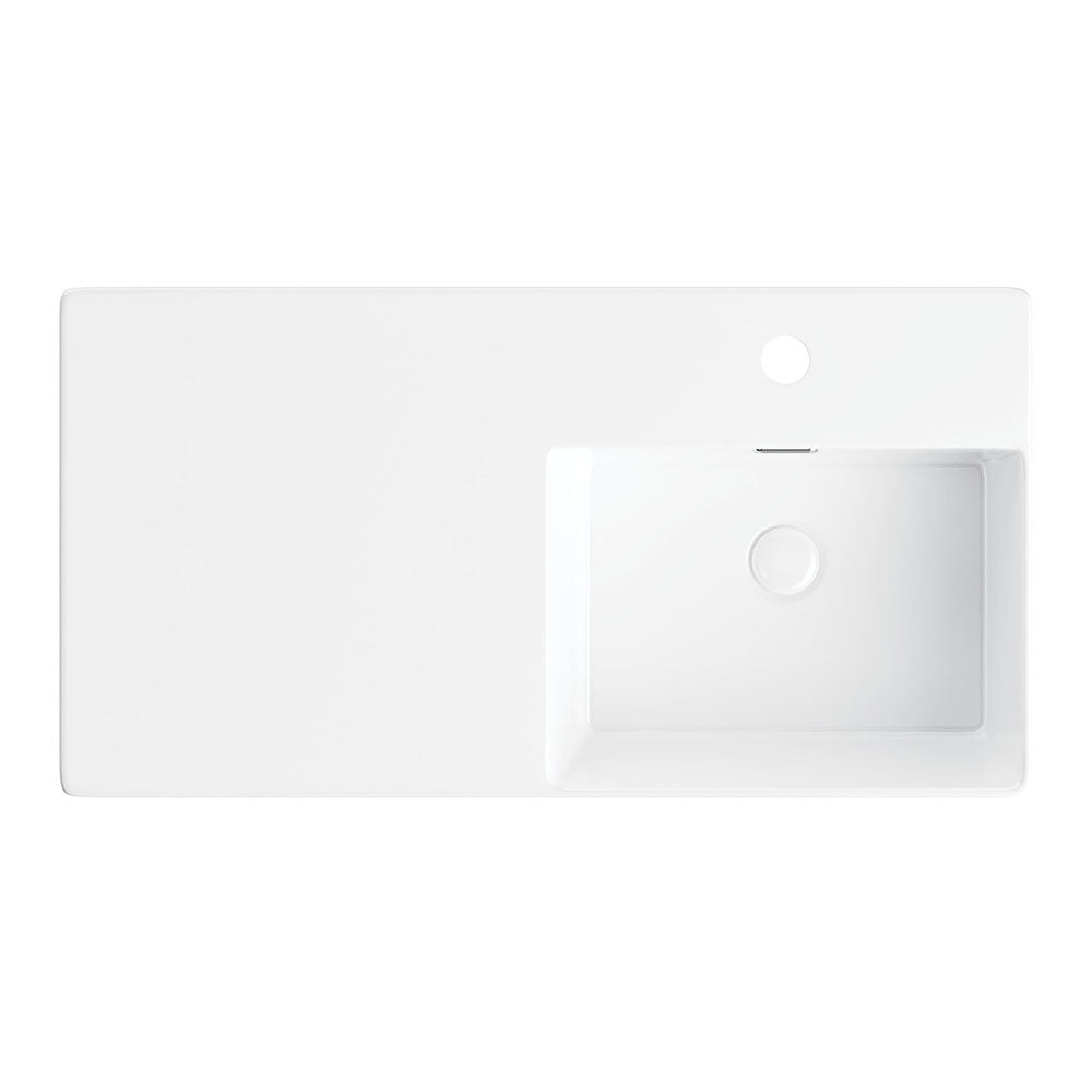 Fienza Petra 800 Wall Hung Right Hand Bowl Ceramic 800 x 420 x 120mm, White
