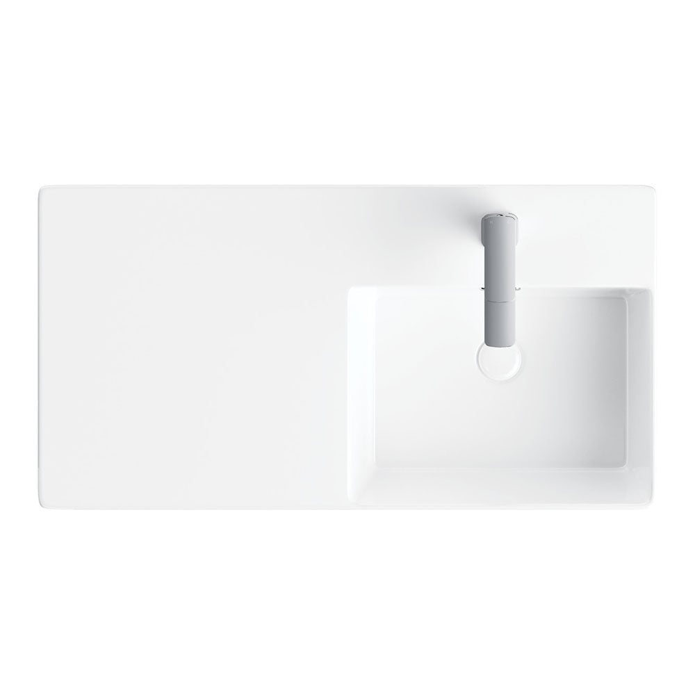 Fienza Petra 800 Wall Hung Right Hand Bowl Ceramic 800 x 420 x 120mm, White