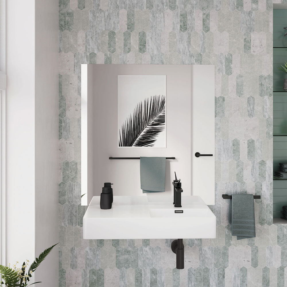Fienza Petra 800 Wall Hung Right Hand Bowl Ceramic 800 x 420 x 120mm, White