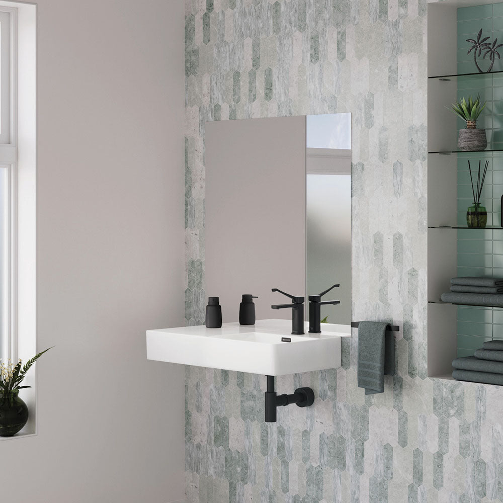 Fienza Petra 800 Wall Hung Right Hand Bowl Ceramic 800 x 420 x 120mm, White