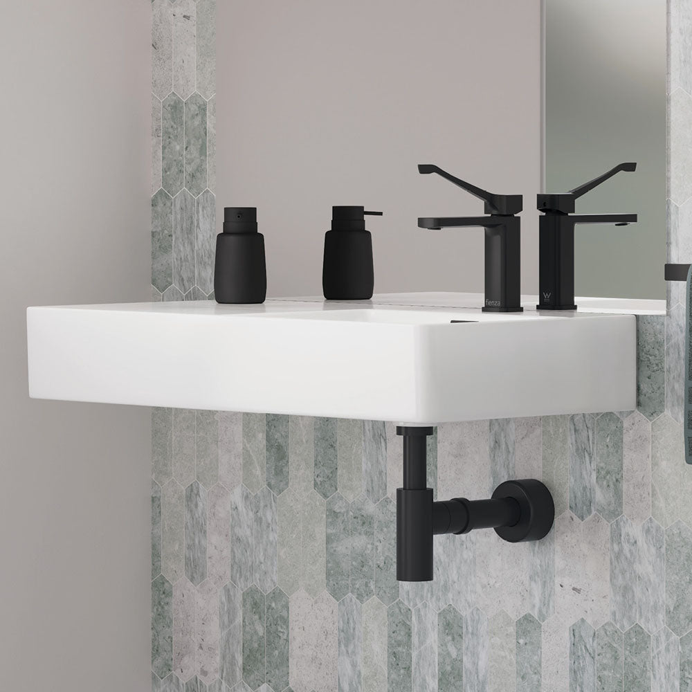 Fienza Petra 800 Wall Hung Right Hand Bowl Ceramic 800 x 420 x 120mm, White