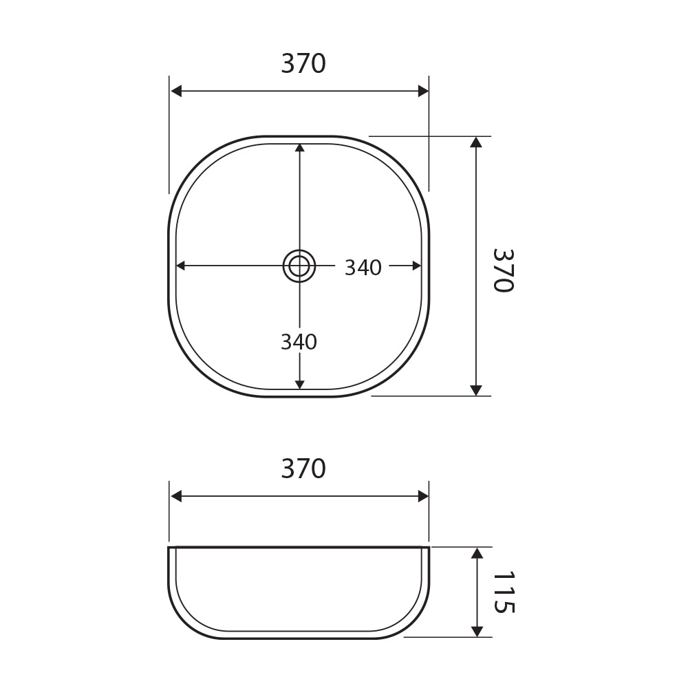 Fienza Koko 370mm Above Counter Basin 370 x 370 x 115mm, Gloss White
