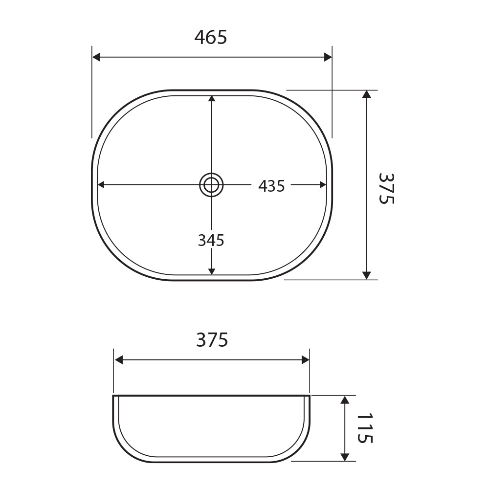 Fienza Koko 465mm Above Counter Basin 465 x 375 x 115mm, Gloss White