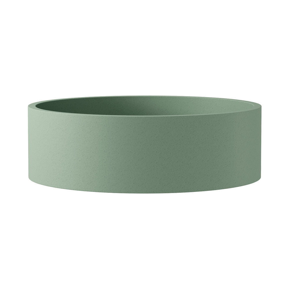 Fienza Jada Concrete Round Basin Above Counter 390 x 120mm Sage, Gloss White