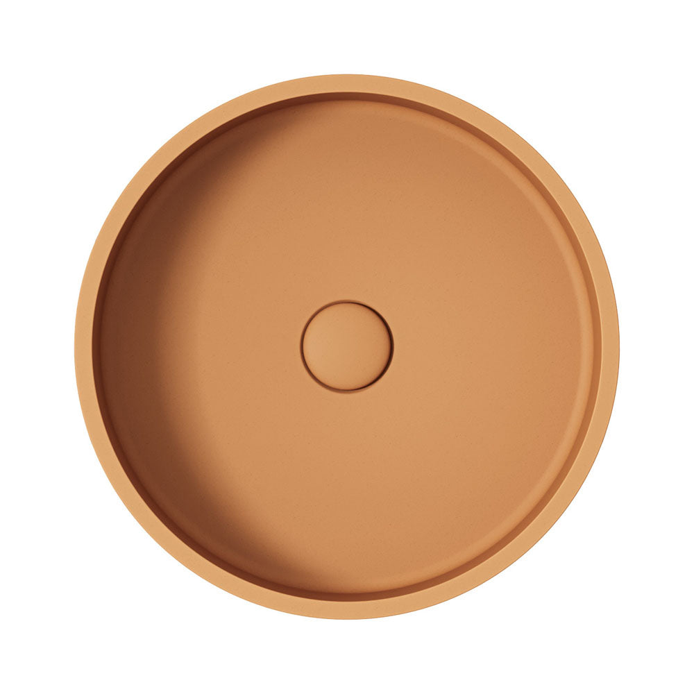 Fienza Jada Concrete Round Basin Above Counter 390 x 120mm Tuscan, Gloss White