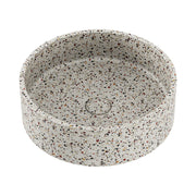Fienza Jada Concrete Round Basin Above Counter 390 x 120mm Terrazzo, Gloss White