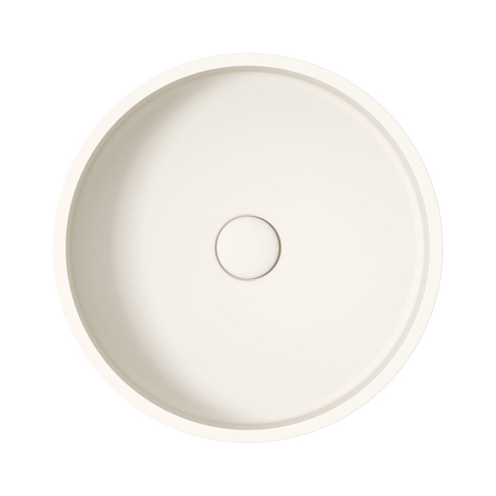 Fienza Jada Concrete Round Basin Above Counter 390 x 120mm Warm, White