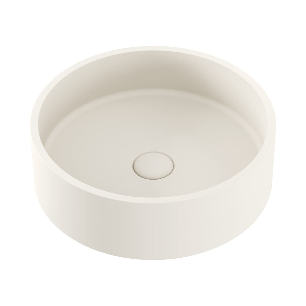 Fienza Jada Concrete Round Basin Above Counter 390 x 120mm Warm, White