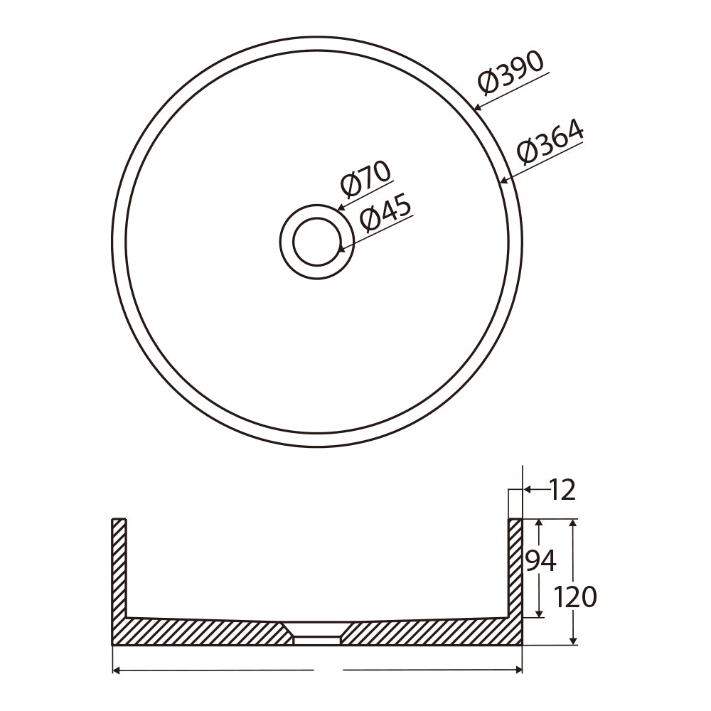 Fienza Jada Concrete Round Basin Above Counter 390 x 120mm, Warm Grey