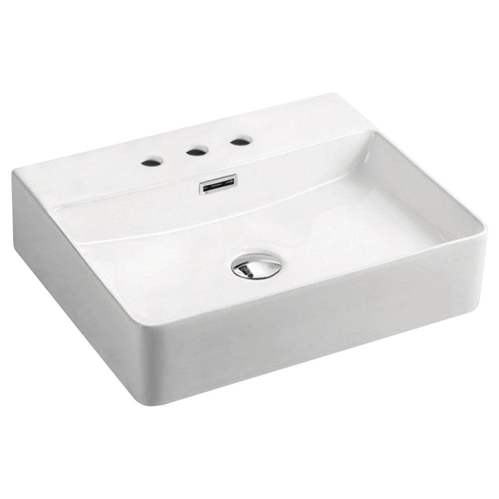 Fienza Petra 500 Above Counter Basin with Overflow 3TH 500 x 420 x 120mm, Gloss White