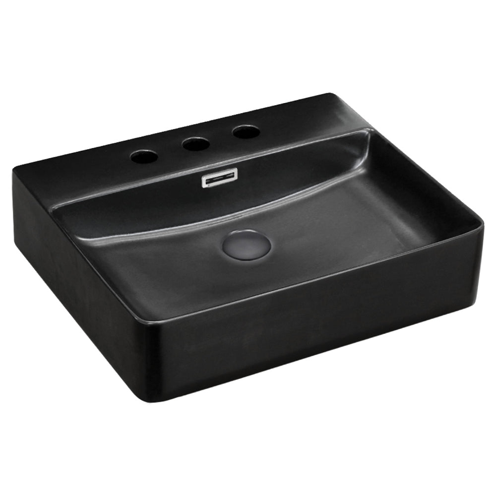 Fienza Petra 500 Above Counter Basin with Overflow 3TH Matte Back 500 x 420 x 120mm, Gloss White
