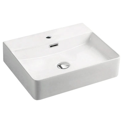 Fienza Petra 500 Above Counter Basin with Overflow 1TH 500 x 420 x 120mm, Gloss White