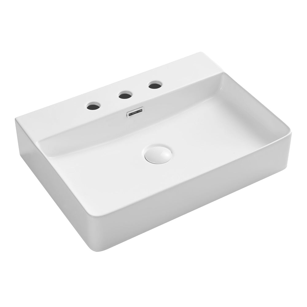 Fienza Petra 600 Above Counter Basin with Overflow 3TH, Gloss White