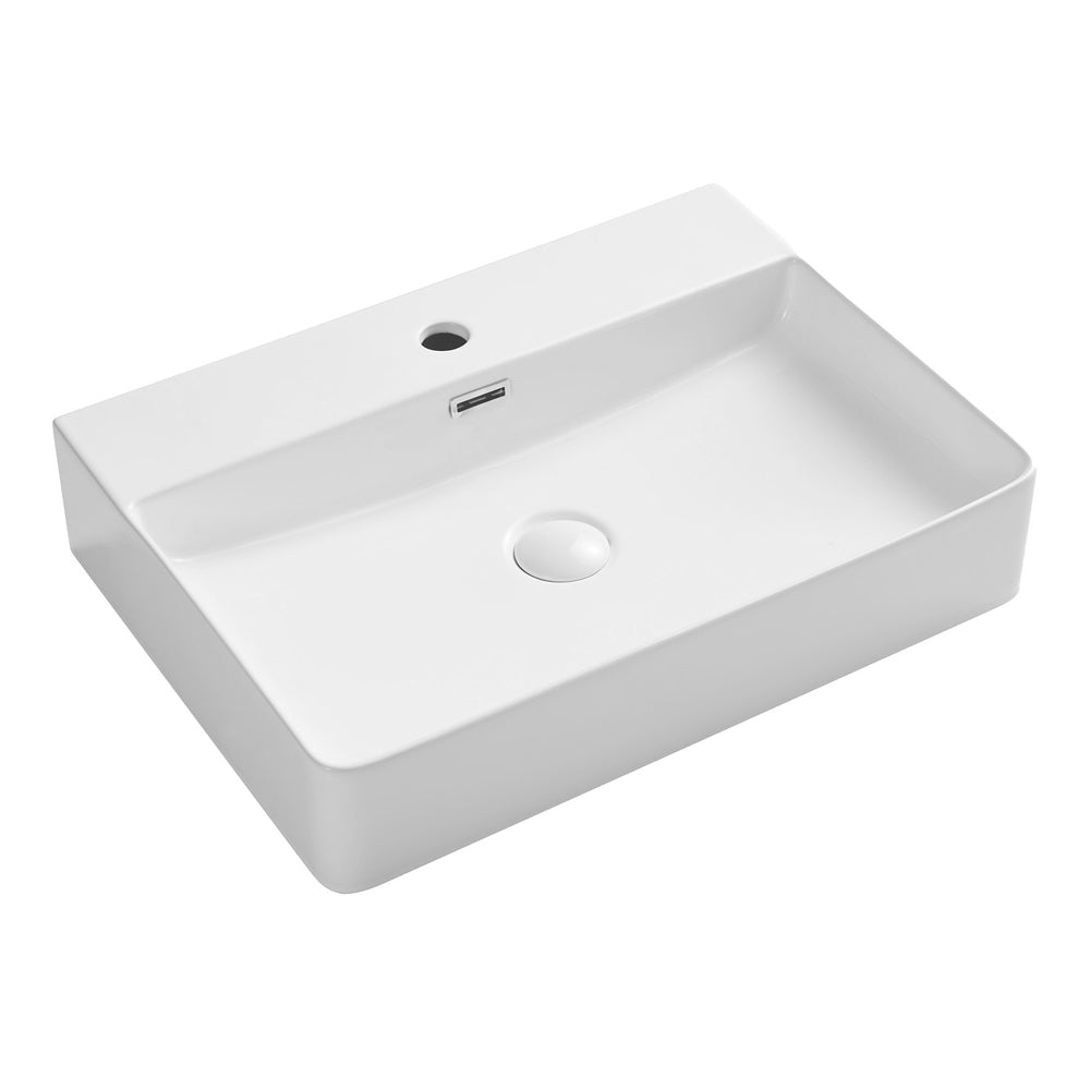 Fienza Petra 600 Above Counter Basin with Overflow 1TH, Gloss White