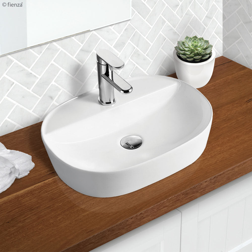 Fienza Chica Above Counter Basin 505 x 385 x 120 1TH, Gloss White