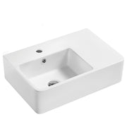 Fienza Delta Care Wall Hung Basin Left Hand Bowl, Gloss White