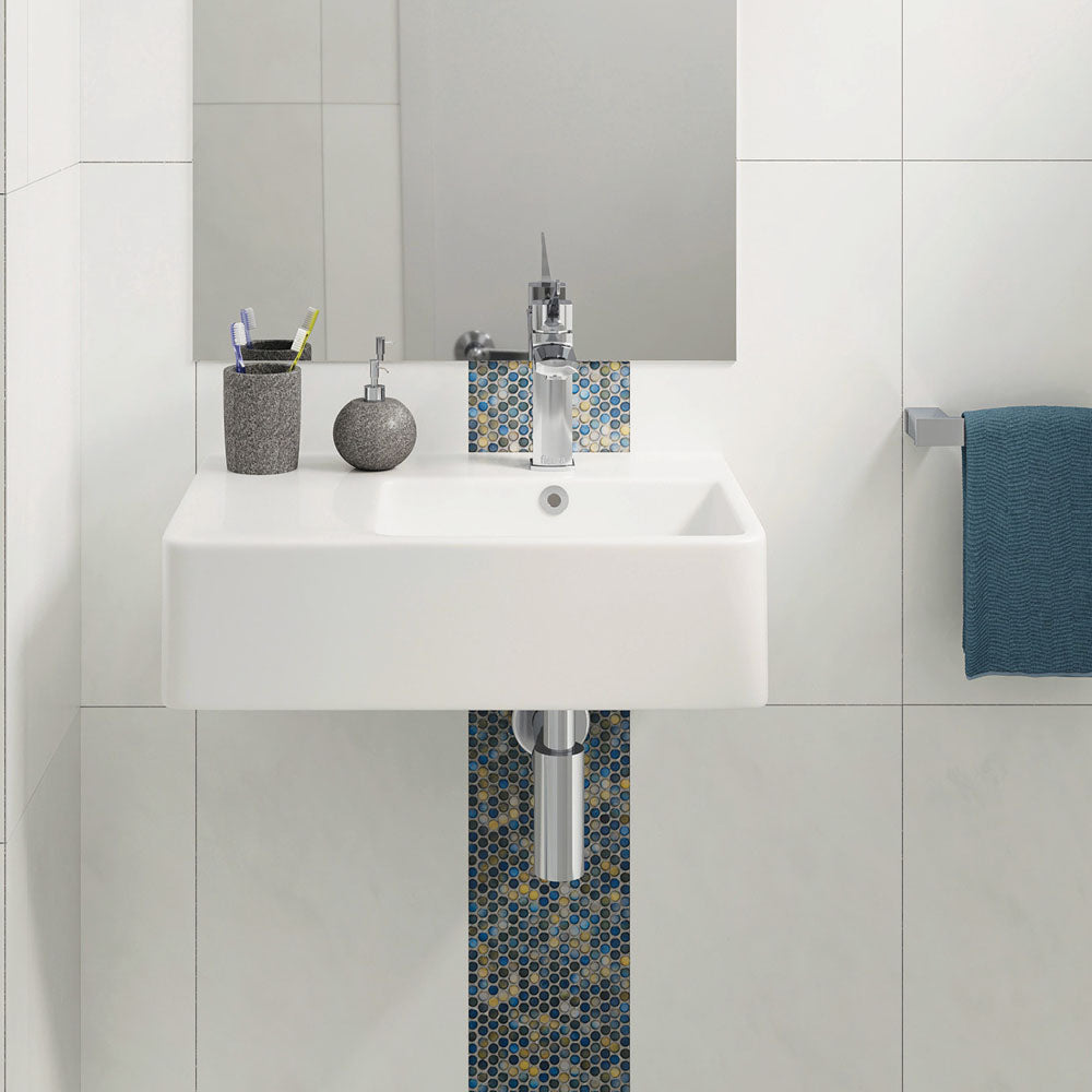 Fienza Delta Care Wall Hung Basin Right Hand Bowl, Gloss White