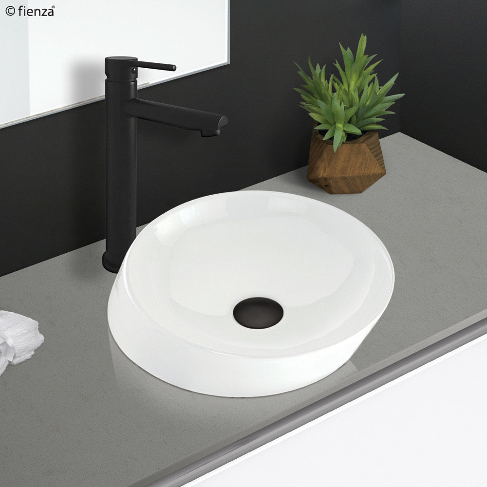 Fienza Alix Above Counter Ceramic Basin 390 x 350 x 100mm, Gloss White